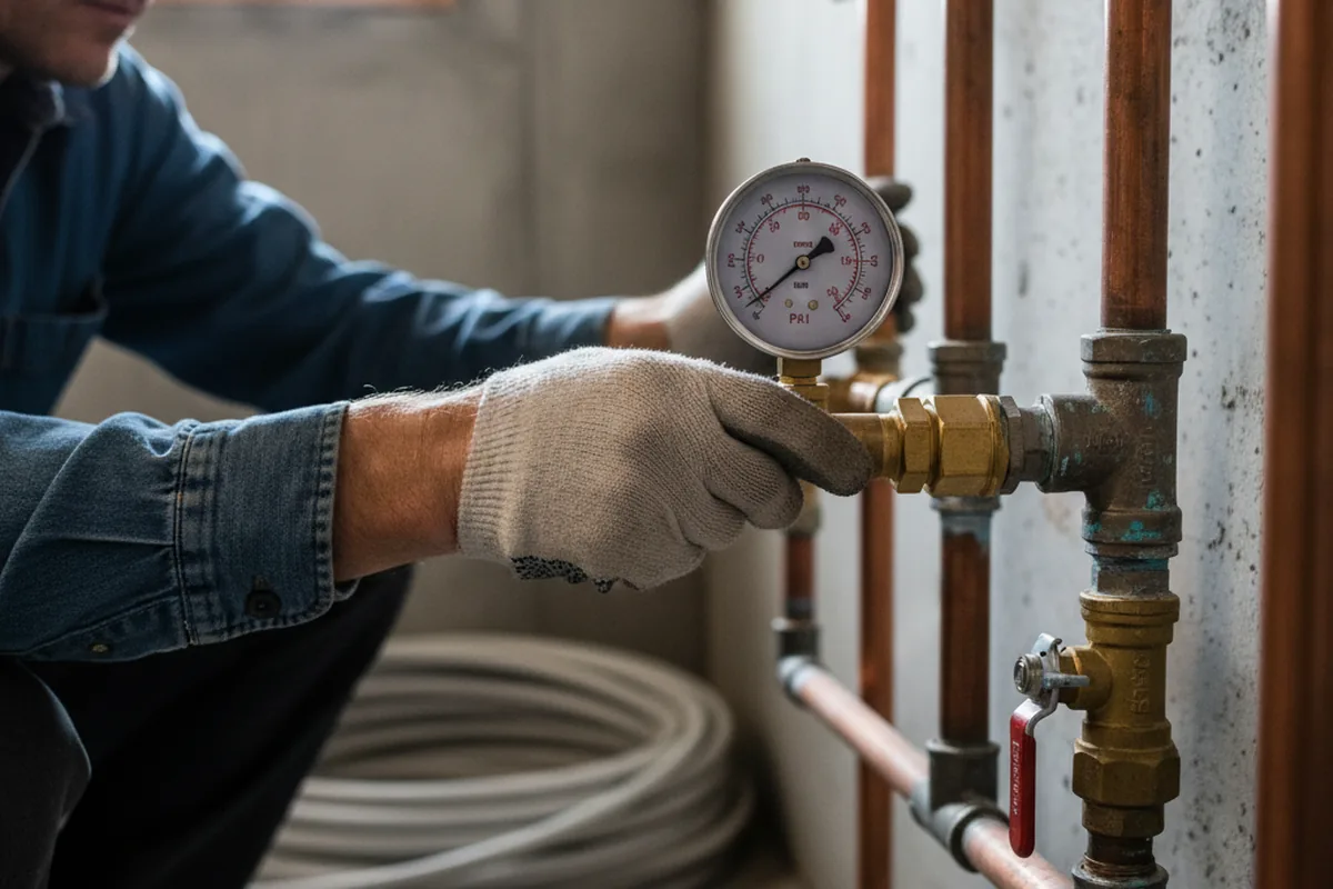 Pressure testing a repaired line during Water Line Repair in Hiwassee